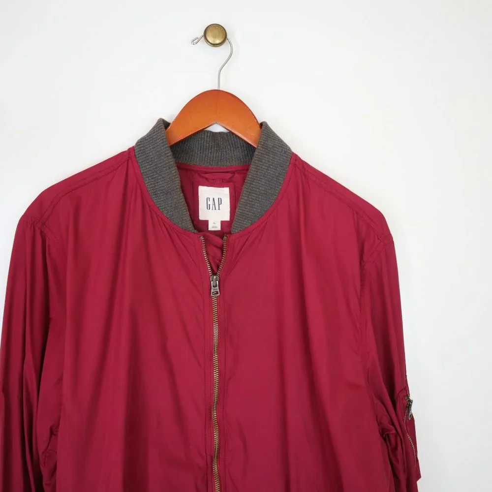 Throwback GAP Utility Puffer Zip Up Jacket Maroon Red